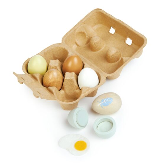 Cofraj 6 oua de jucarie din lemn Set Montessori Tender Leaf - HAM BEBE