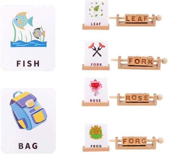 Joc montessori cuburi cu litere word pair learning2-Jucarii din Lemn si Montessori