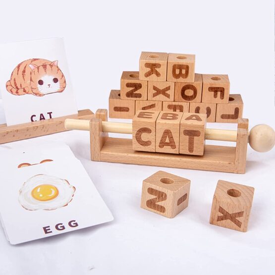 Joc montessori cuburi cu litere word pair learning4-Jucarii din Lemn si Montessori