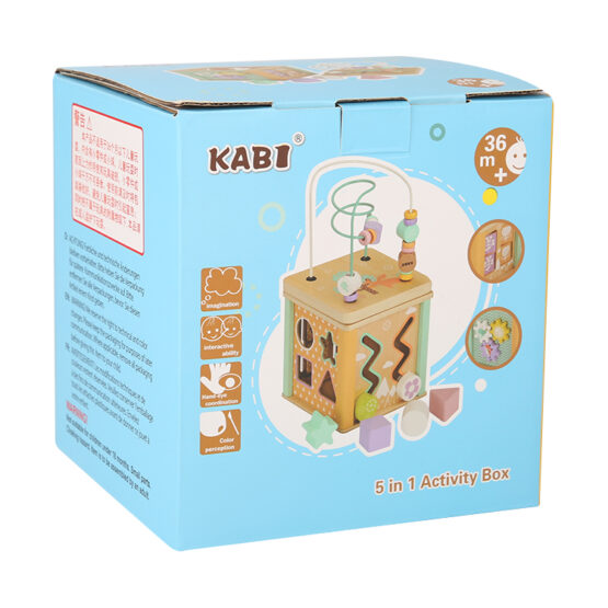 Cub activitati din lemn activity box 5 in 1 kabi2-Centre activitati