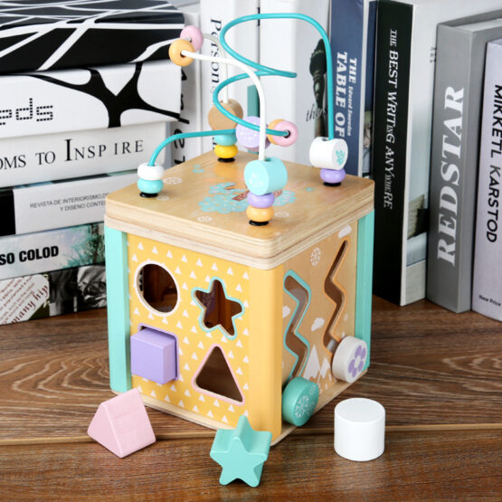 Cub activitati din lemn activity box 5 in 1 kabi9-Centre activitati