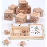 Joc cuburi litere si cartonase cu suport4-Jucarii din Lemn si Montessori