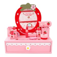 Masuta frumusete copii cu oglinda cutie strawberry dresser din lemn6-Masute de infrumusetare