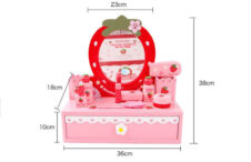 Masuta frumusete copii cu oglinda cutie strawberry dresser din lemn8 1-Masute de infrumusetare
