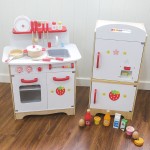 Set bucatarie de jucarie si frigider jumbo deluxe kitchen white strawberry2-Jucarii din Lemn si Montessori