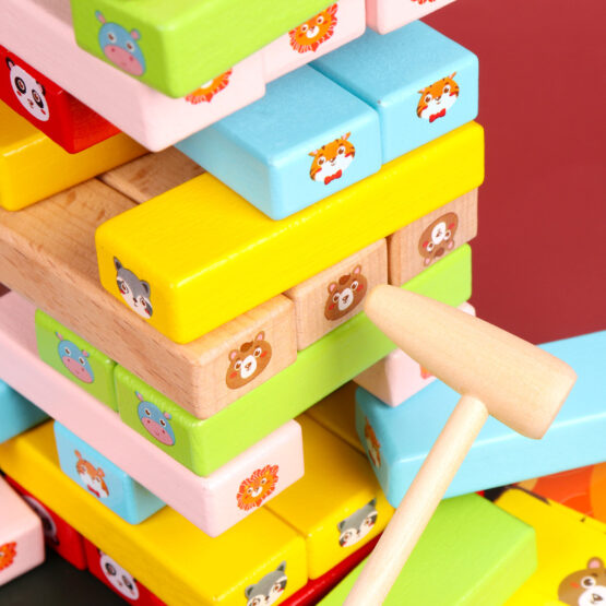 Turnul instabil joc jenga animal beech4-Cuburi constructie