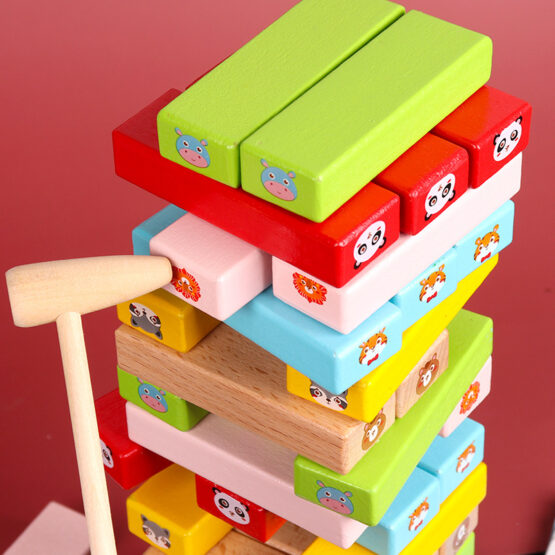 Turnul instabil joc jenga animal beech5-Cuburi constructie