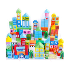 Set 100 cuburi lemn oraselul beilaluna smart town2-Cuburi constructie