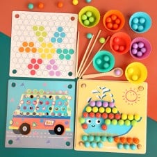 Joc de indemanare motricitate sortare culori advanced clip beads3-Jucarii din Lemn si Montessori