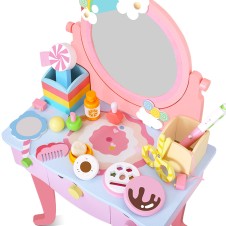 Masuta frumusete cu oglinda si scaunel pentru copii candy rainbow1-Masute de infrumusetare