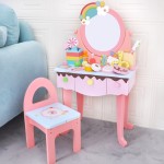 Masuta frumusete cu oglinda si scaunel pentru copii candy rainbow5-Masute de infrumusetare