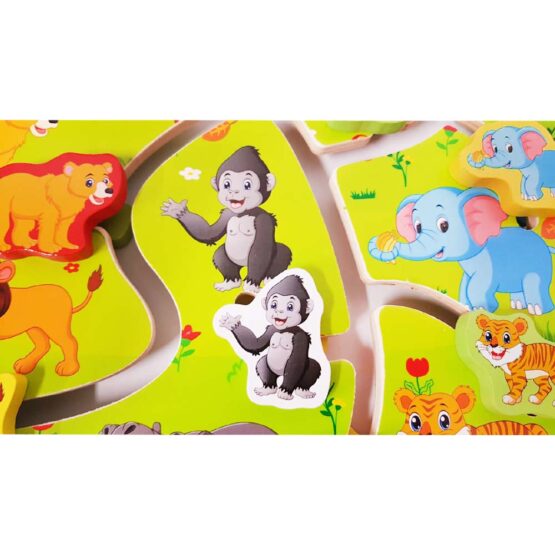Puzzle labirint educativ cu doua fete cifre si jungla8-Jucarii din Lemn si Montessori