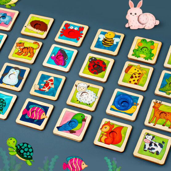 Joc Asocieri si Jocul Umbrelor Animal Matching Jigsaw LEMN