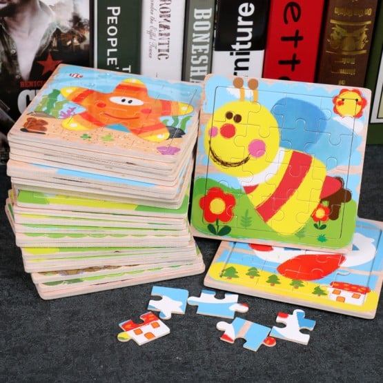 Set 5 mini puzzle din lemn pentru copii1