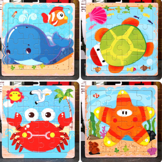 Set 5 mini puzzle din lemn pentru copii5-Jucarii din Lemn si Montessori