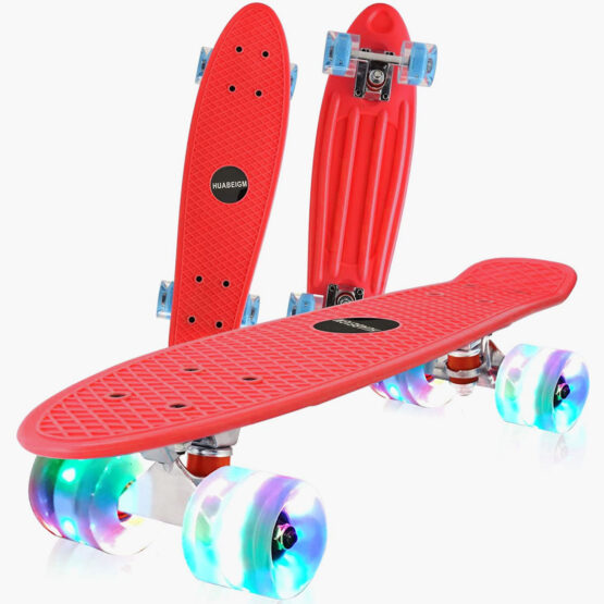 Penny Board cu roti din silicon cu lumini Rosu - HAM BEBE