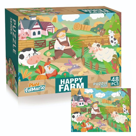 Puzzle carton gros 48 piese mari ferma vesela happy farm1-Puzzle Copii