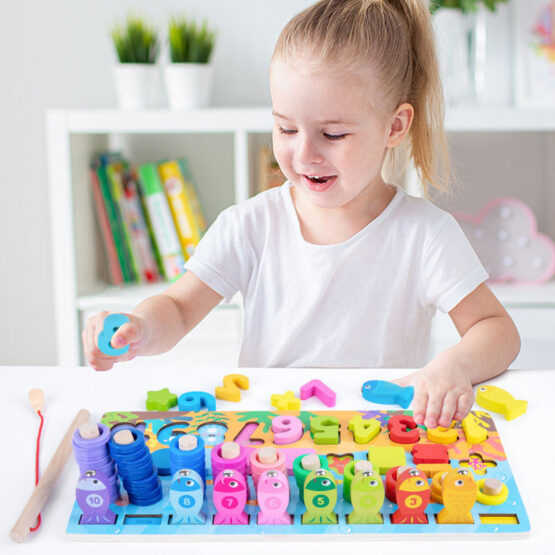 Joc lemn logaritmic abac vertical aquamarine4-Jucarii din Lemn si Montessori