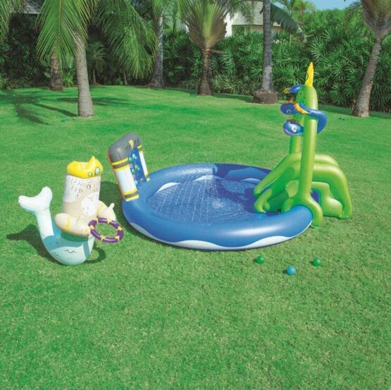 Piscina gonflabila copii Loc de joaca cu Tobogan si stropitoare Bestway - HAM BEBE