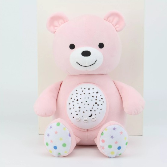 Ursulet Teddy Roz Proiector muzical Baby Sunki - HAM BEBE