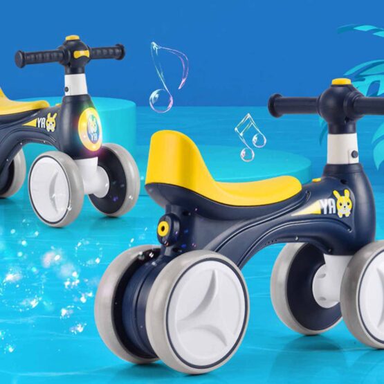 Bicicleta fara pedale copii  1 - 3 ani cu 4 roti, lumini si baloane de sapun - HAM BEBE