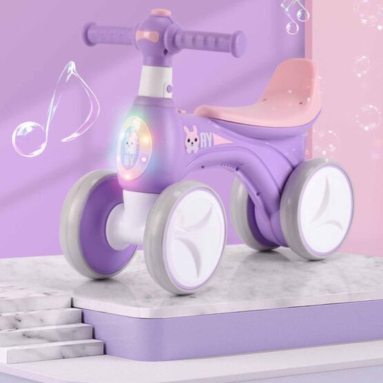 Bicicleta fara pedale copii  1 - 3 ani cu 4 roti, lumini si baloane de sapun - HAM BEBE