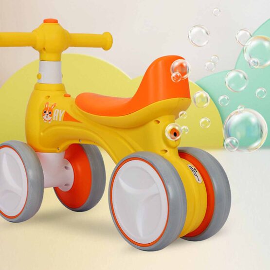 Bicicleta fara pedale copii  1 - 3 ani cu 4 roti, lumini si baloane de sapun - HAM BEBE