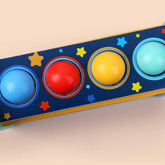 Joc circuit cu bile si ciocanel ursuletul game hammer 6-Jucarii din Lemn si Montessori