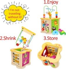 Cub educativ cu activitati 6 in 1 mini animal cube3-Centre activitati