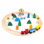 Trenulet din lemn cu circuit cu figurine si ambulanta 26 piese1-Trenulete de jucarie