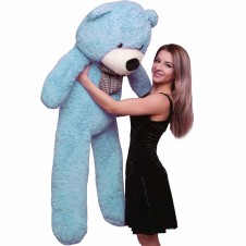 Urs din plus 150 cm cu papion albastru-Jucarii Plus si Figurine