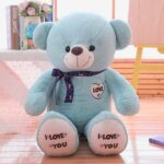 Urs din plus 90 cm albastru i love you-Jucarii Plus si Figurine