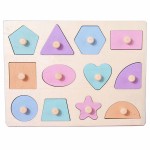 Puzzle montessori forme geometrice 6 forme pastel1-Jucarii din Lemn si Montessori