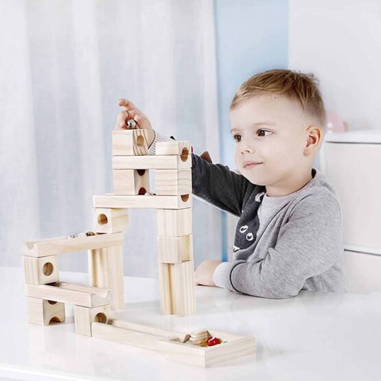 Set constructii din lemn si bile din sticle marble run joc educativ si stem onshine 60 piese7-Jucarii din Lemn si Montessori