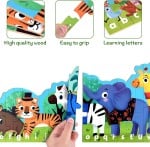 Set Puzzle Strips cu betisoare din lemn Animalele 26 piese Forest - HAM BEBE