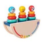 Joc din lemn de echilibru Set 3 turnulete rainbow de stivuire - HAM BEBE