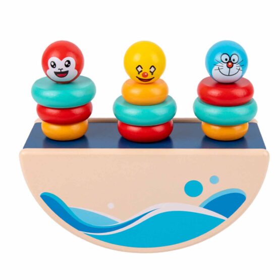 Joc din lemn de echilibru Set 3 turnulete rainbow de stivuire - HAM BEBE