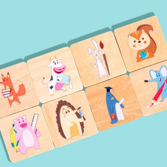 Joc de memorie animalul isi cauta casuta5-Jucarii din Lemn si Montessori
