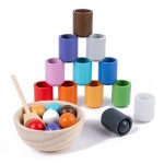 Joc dexteritate si motricitate bile si paharele din lemn balls cups montessori3-Jucarii din Lemn si Montessori