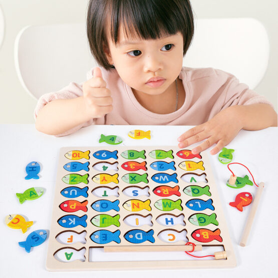 Joc educativ pescuit magnetic alfabetul si cifrele3-Jucarii din Lemn si Montessori