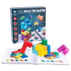 Joc logic cu cuburi din lemn tetris constructii 3d build the master2-Jocuri educationale