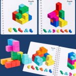 Joc logic cu cuburi din lemn tetris constructii 3d build the master3-Jocuri educationale