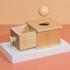 Joc montessori cutia permanentei sertar bila natur1-Jucarii din Lemn si Montessori