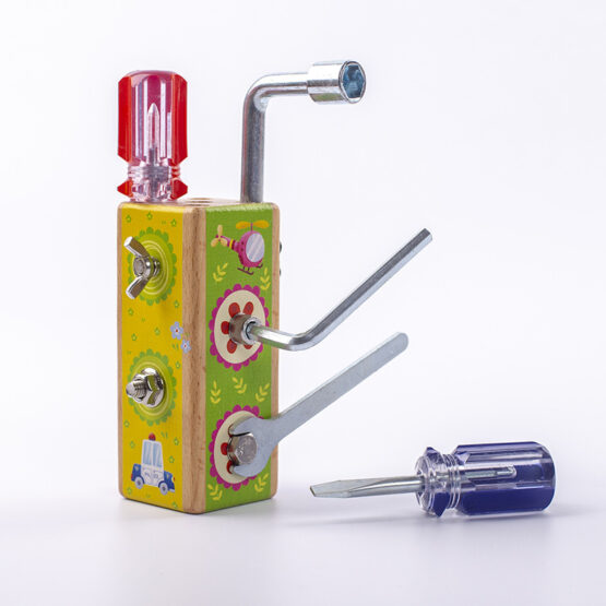 Joc montessori mini banc de lucru cu suruburi si cheie franceza-Bancuri de scule