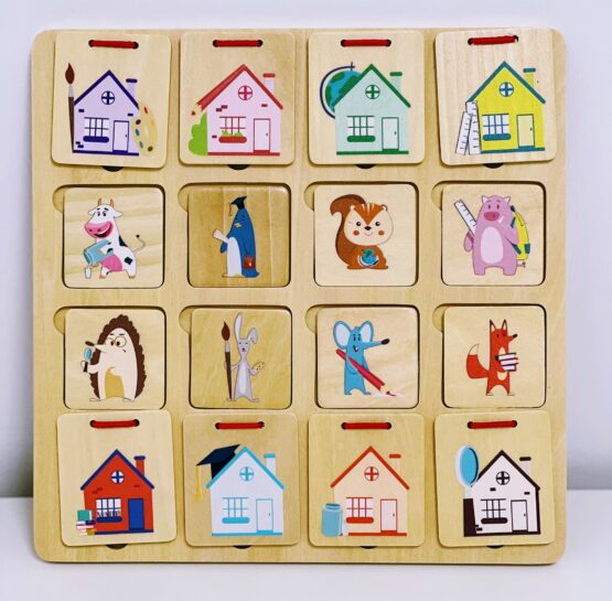 Joc observatie logica animal looking for house1-Jucarii din Lemn si Montessori