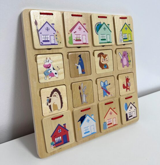 Joc observatie logica animal looking for house12-Jucarii din Lemn si Montessori