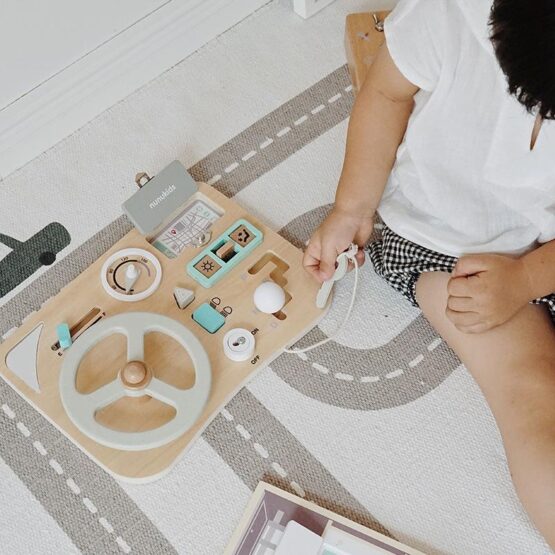 Placa senzoriala busy board cu volan mini activitati nunukids4-Jucarii Senzoriale