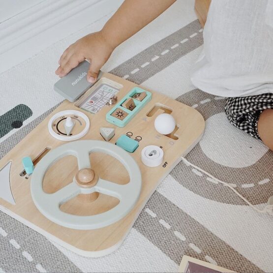 Placa senzoriala busy board cu volan mini activitati nunukids5-Jucarii Senzoriale