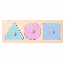 puzzle montessori incastru cu butoni pastel 3 forme geometrice