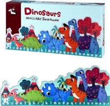 Set Puzzle Strips cu betisoare din lemn Dinozauri 26 piese - HAM BEBE